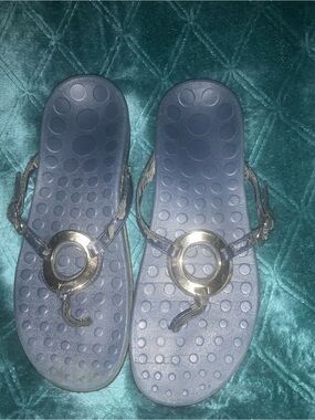 VIONIC KARINA Orthaheel Flip Flops Sandals Navy Silver Ring Size 8